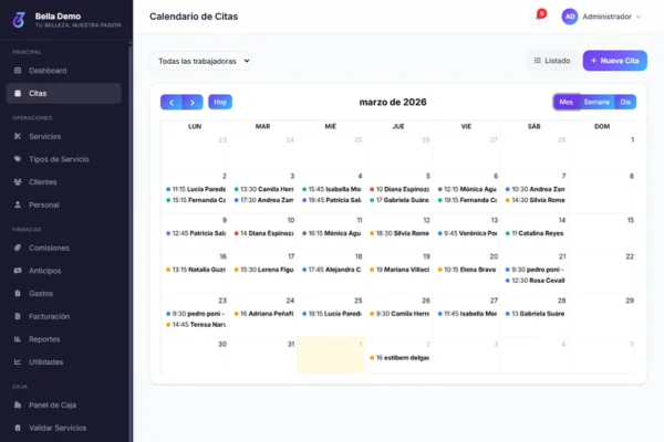 Beauty360 Pro Dashboard Detalle
