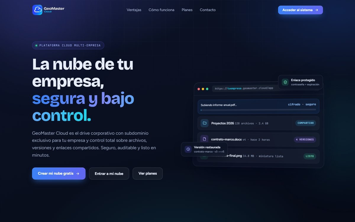 GeoMaster Cloud — nube corporativa con marca propia
